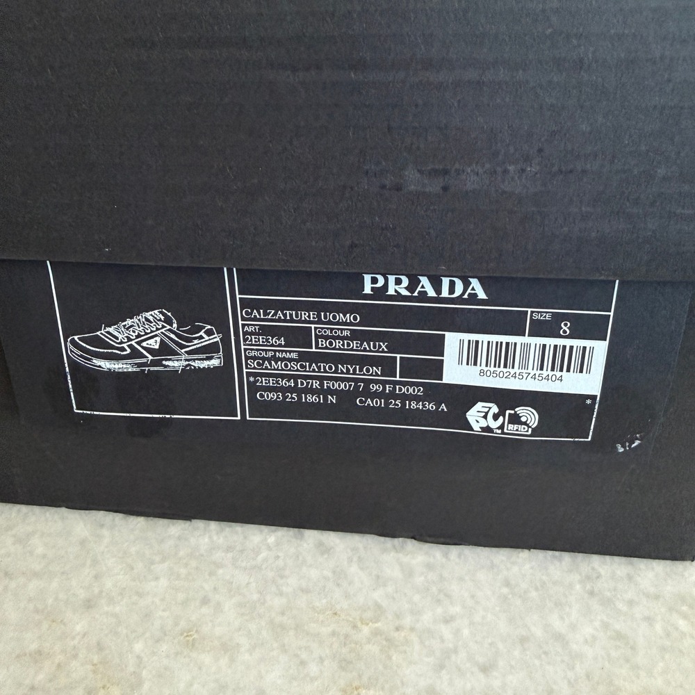 Prada Milano 2EE364 Men Maroon Suede Low Top Downtown Sneakers shoes UK 8 - Picture 12 of 15
